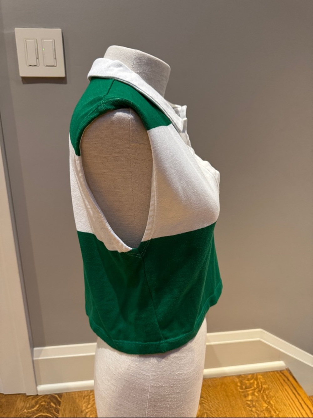 Zara Green White Colorblock Cropped Polo Tank Top Size Small Preppy  ⛳️  🎾 - Picture 5 of 8